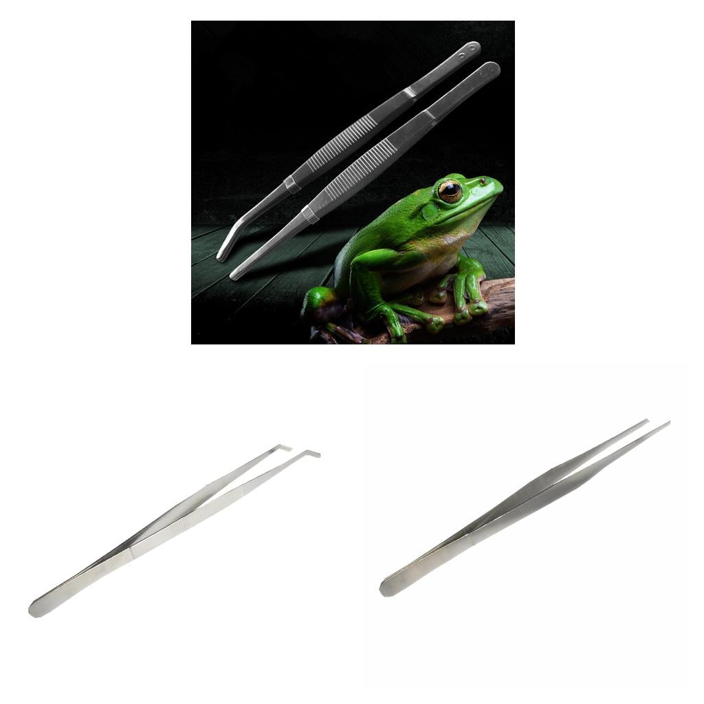 2 pcs 30cm Stainless Steel Tweezers Pet Insects Gardening Feeding Tool