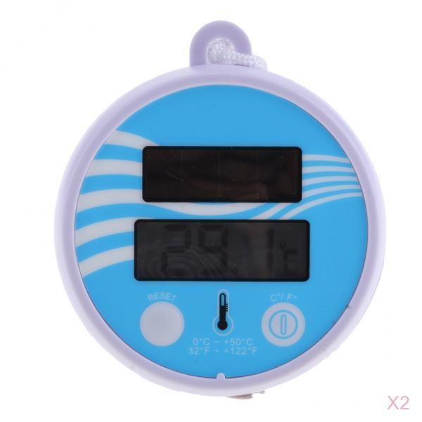 2Pcs Solar Powered Digital Floating Pool Hot Tub Spa Thermometer Temperature