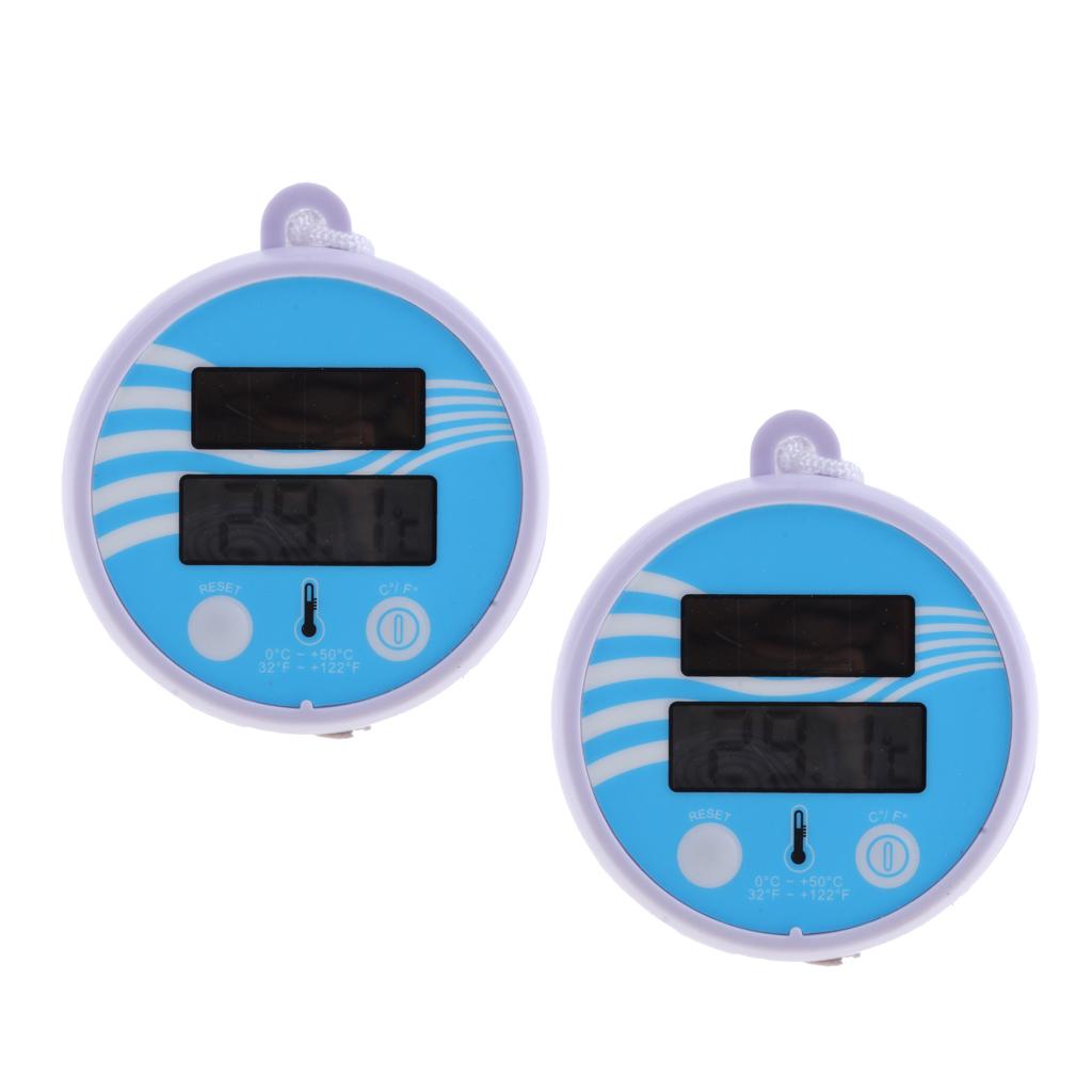 2Pcs Solar Powered Digital Floating Pool Hot Tub Spa Thermometer Temperature