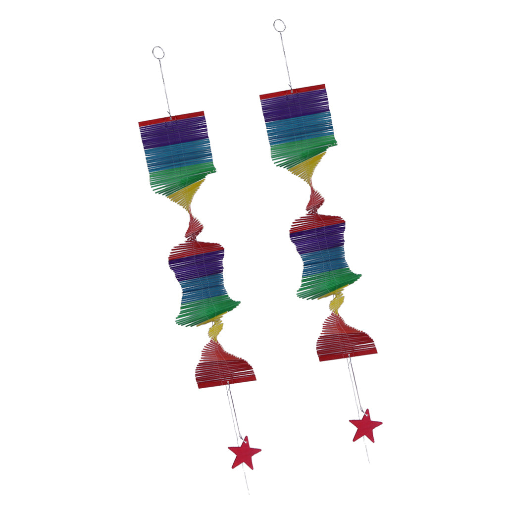 2Pc Rainbow Color Spiral Wind Twister Garden Park Tent Charm Hanging Spinner