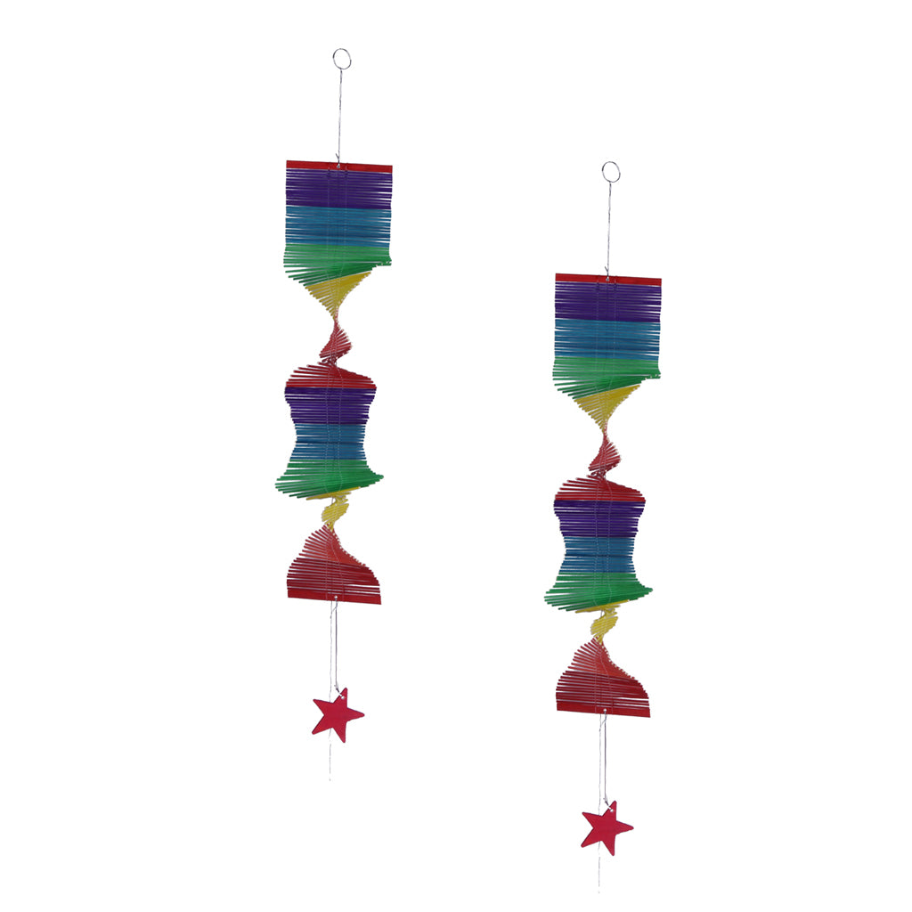 2Pc Rainbow Color Spiral Wind Twister Garden Park Tent Charm Hanging Spinner