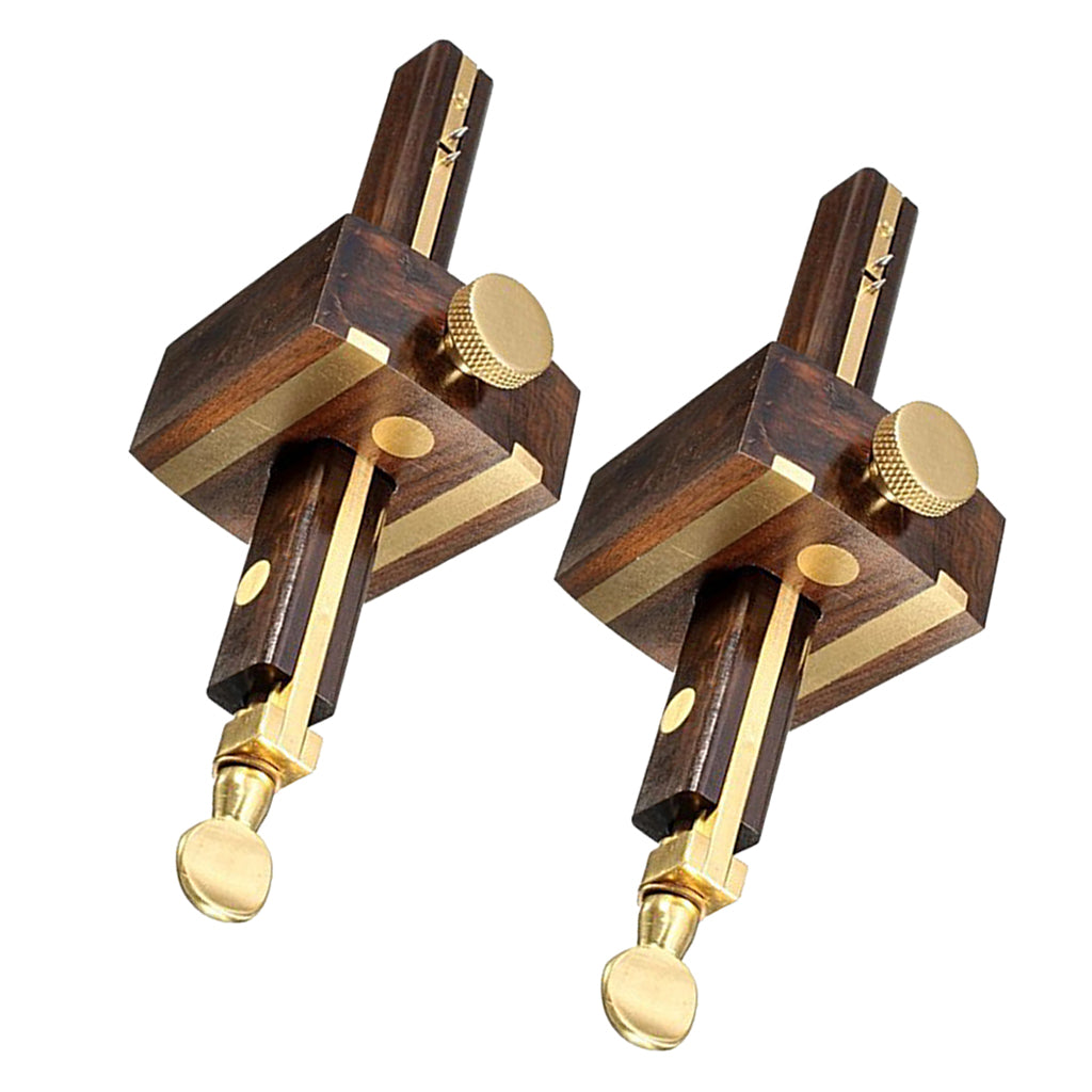 2Pcs Wood Marking Gauge Wood Scribe Mortise With Brass Screw Measuring Tool