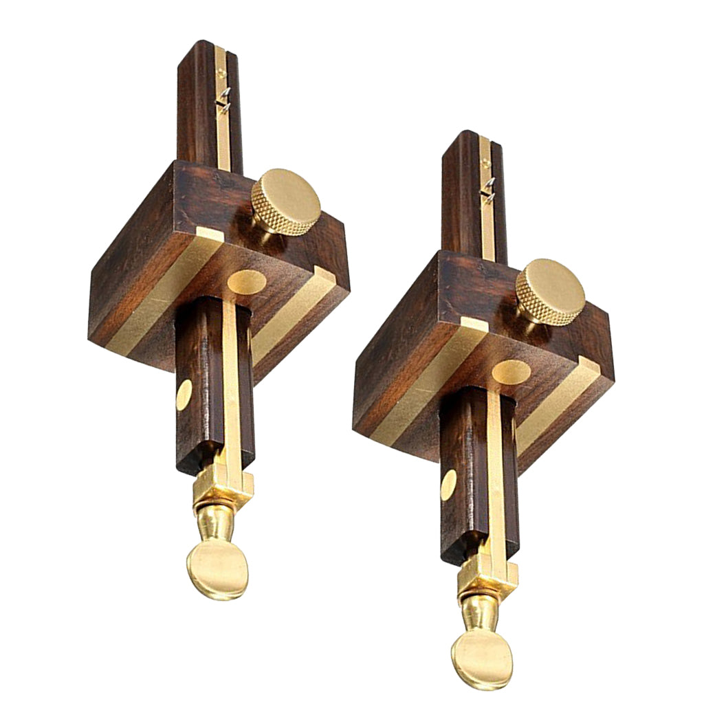 2Pcs Wood Marking Gauge Wood Scribe Mortise With Brass Screw Measuring Tool