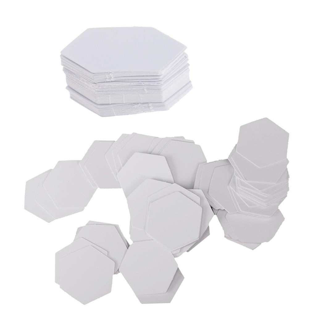 200Pcs Hexagon English PAPER PIECING Quilting Templates White 26mm 42mm