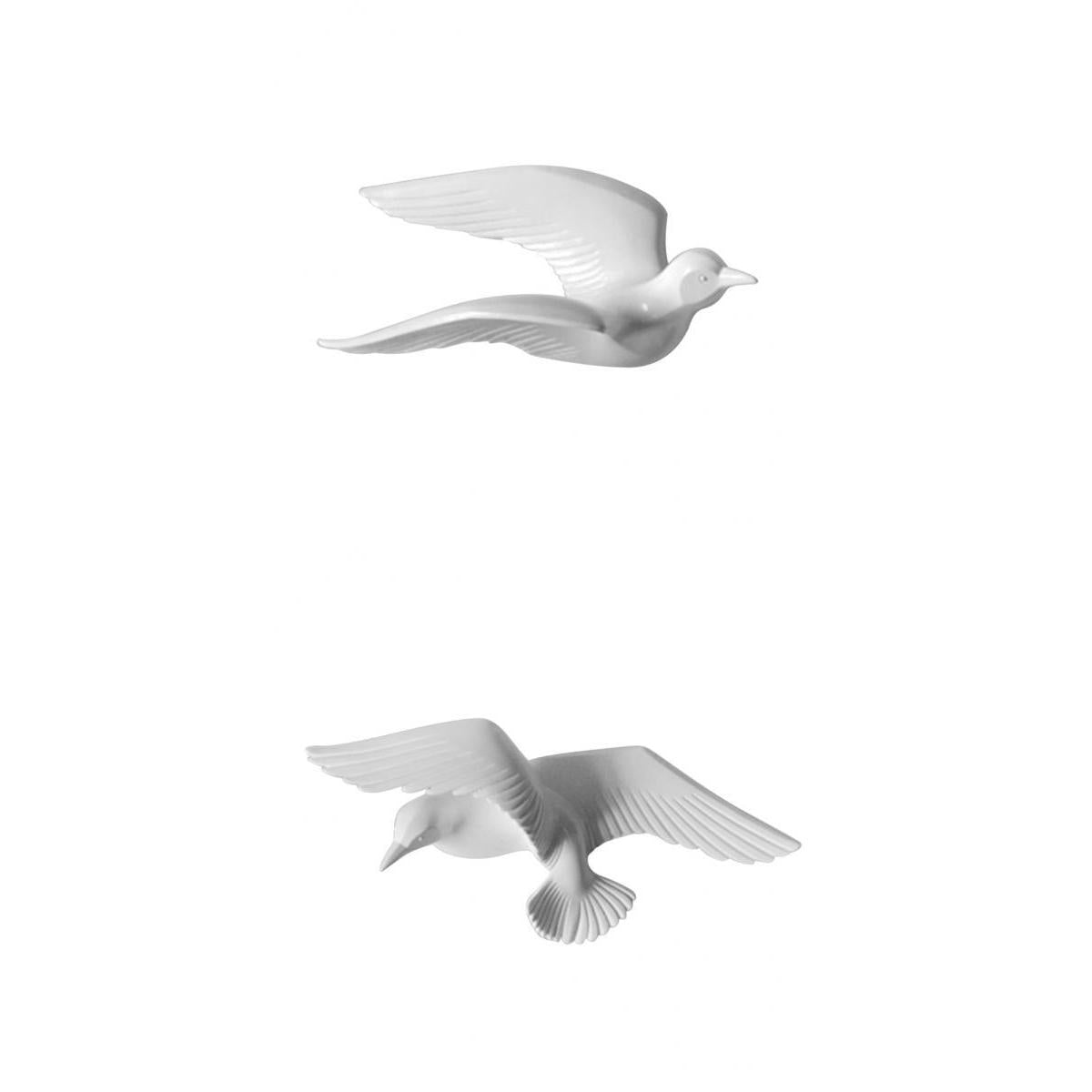 2Pcs Creative Resin Seagull Shaped Bedroom TV Background Wall Decor White