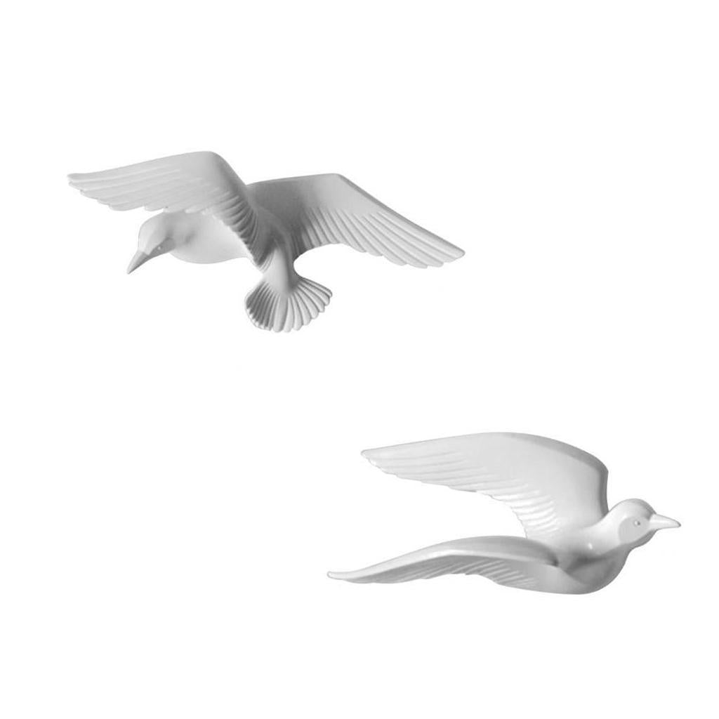 2Pcs Creative Resin Seagull Shaped Bedroom TV Background Wall Decor White