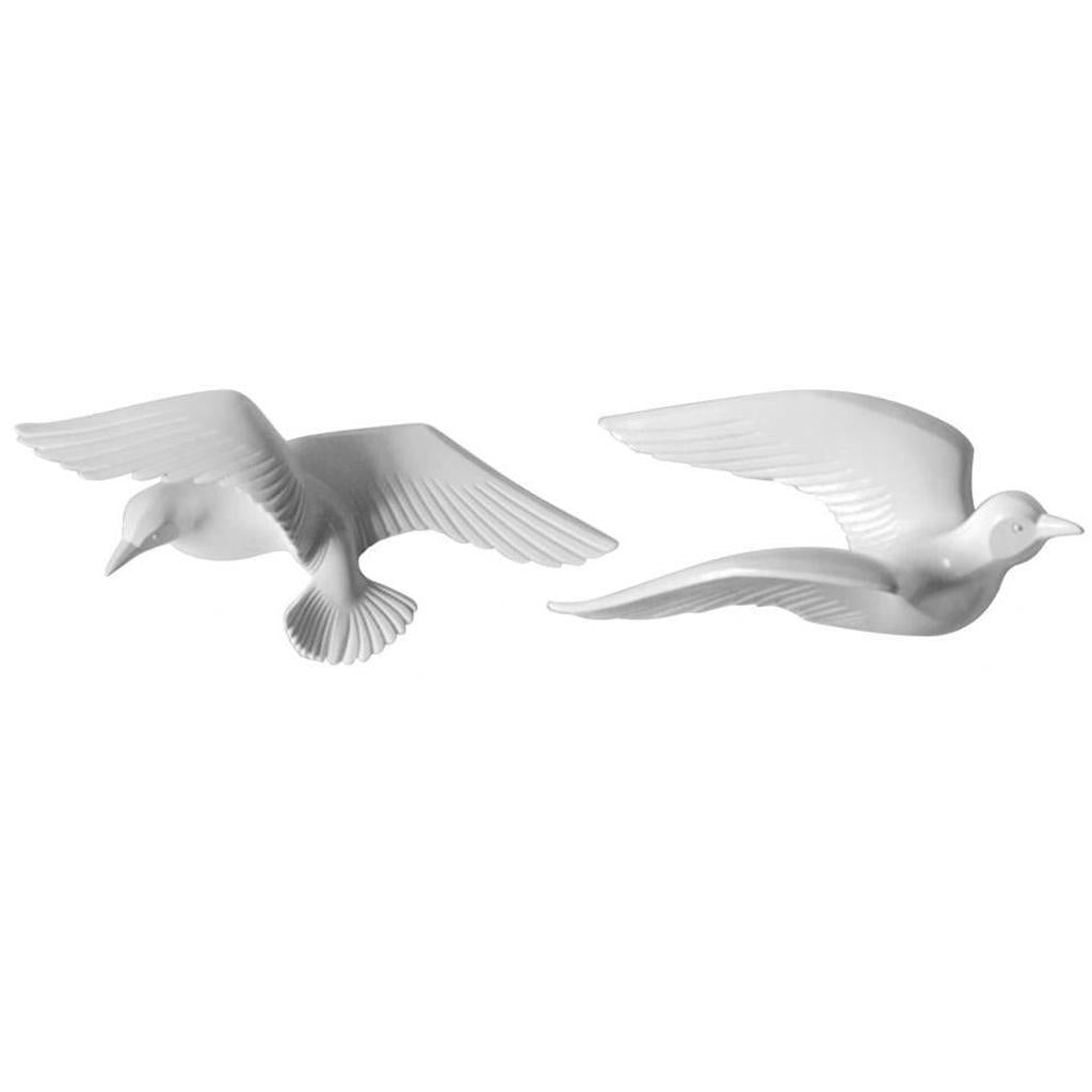 2Pcs Creative Resin Seagull Shaped Bedroom TV Background Wall Decor White