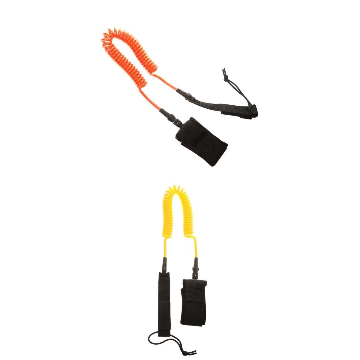 10ft Coiled SUP Surfboard Surfing Board Leash Double Swivel Yellow&Orange