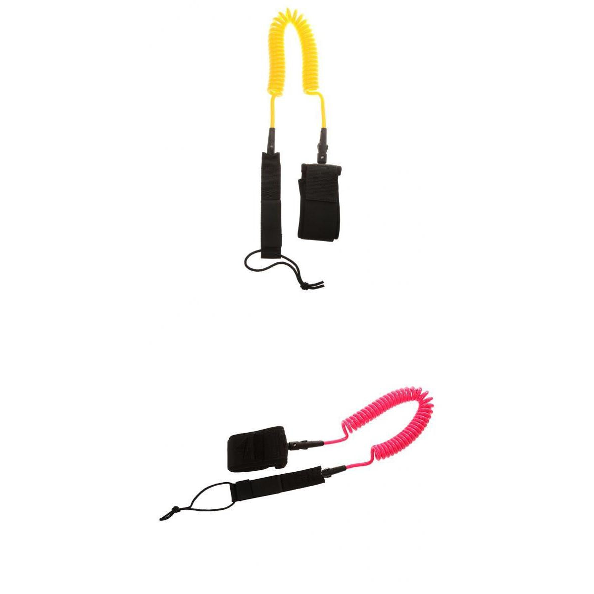 10ft Coiled SUP Surfboard Surfing Board Leash with Double Swivel Pink&Yellow