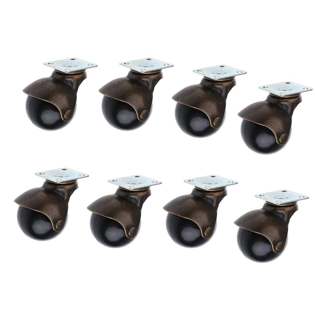 8pcs 2'' Swivel Ball Caster PP Wheels with Brake Lock Screw-in Universal