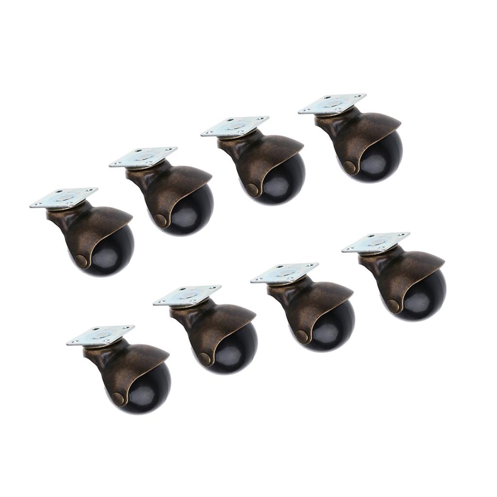 8pcs 2'' Swivel Ball Caster PP Wheels with Brake Lock Screw-in Universal