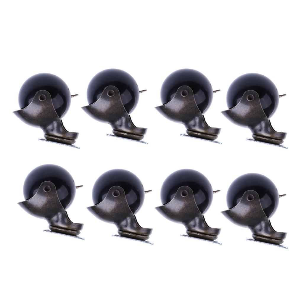 8 Pcs 1.5'' Swivel Ball Caster PP Wheels with Brake Lock Screw-in Universal