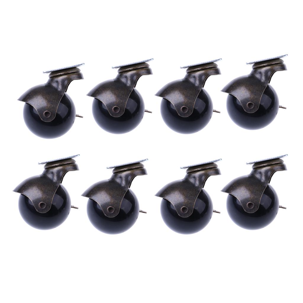 8 Pcs 1.5'' Swivel Ball Caster PP Wheels with Brake Lock Screw-in Universal