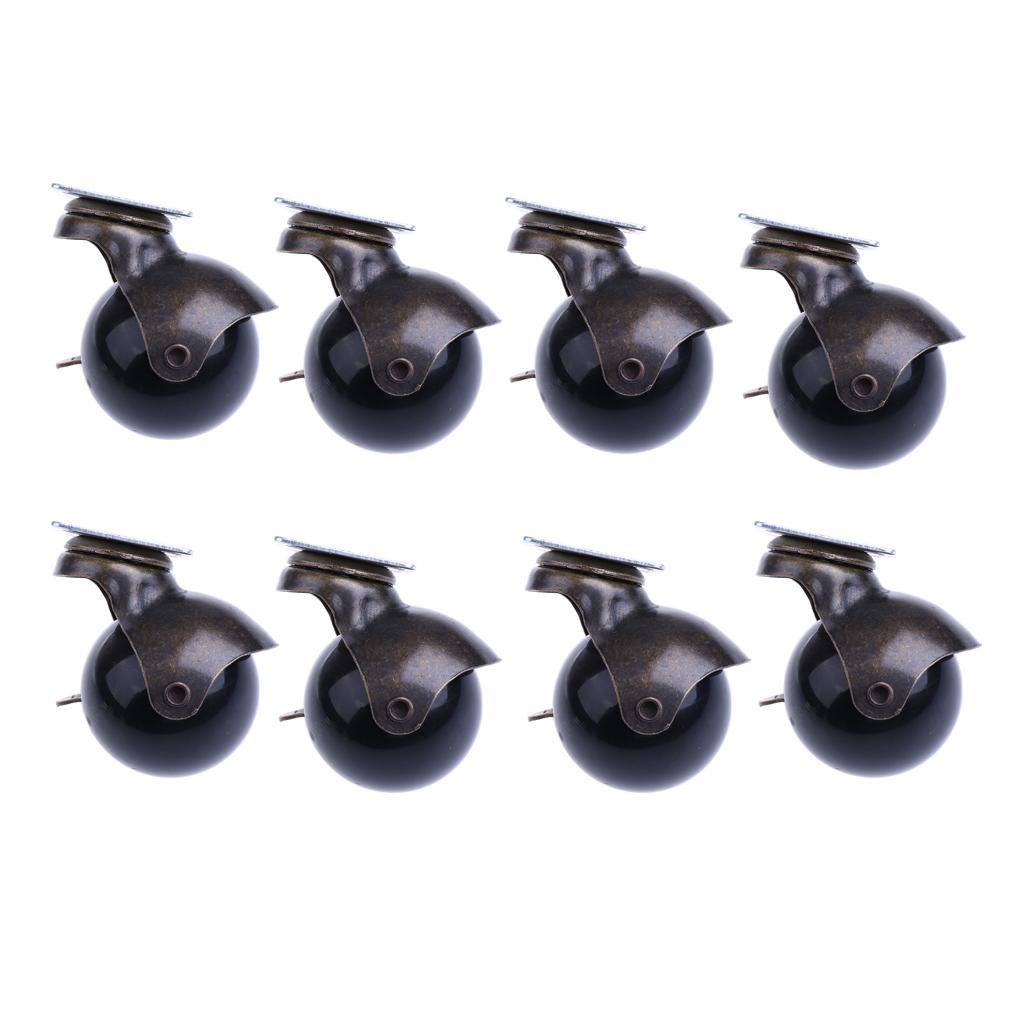 8 Pcs 1.5'' Swivel Ball Caster PP Wheels with Brake Lock Screw-in Universal
