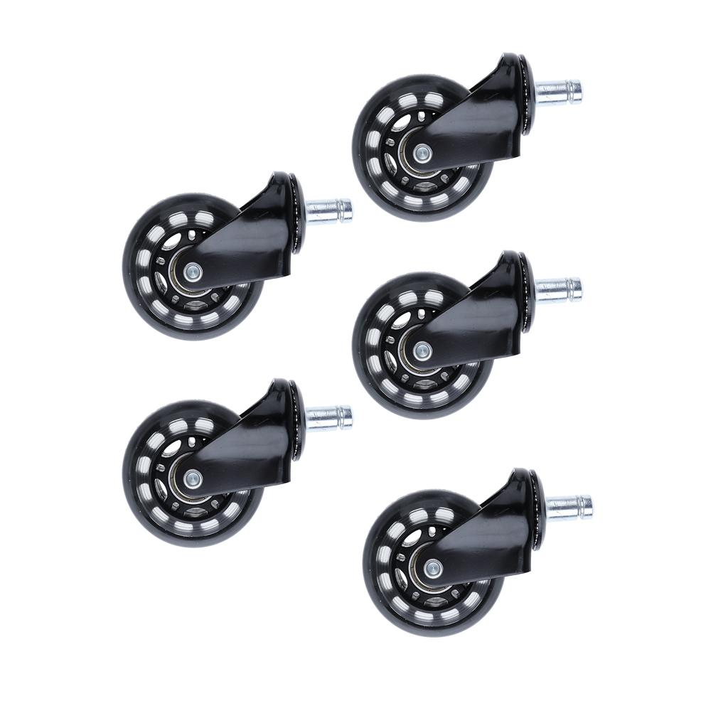 5 Pcs 2.5'' Swivel Caster PU Wheels For Hardwood Floor Universal Replacement