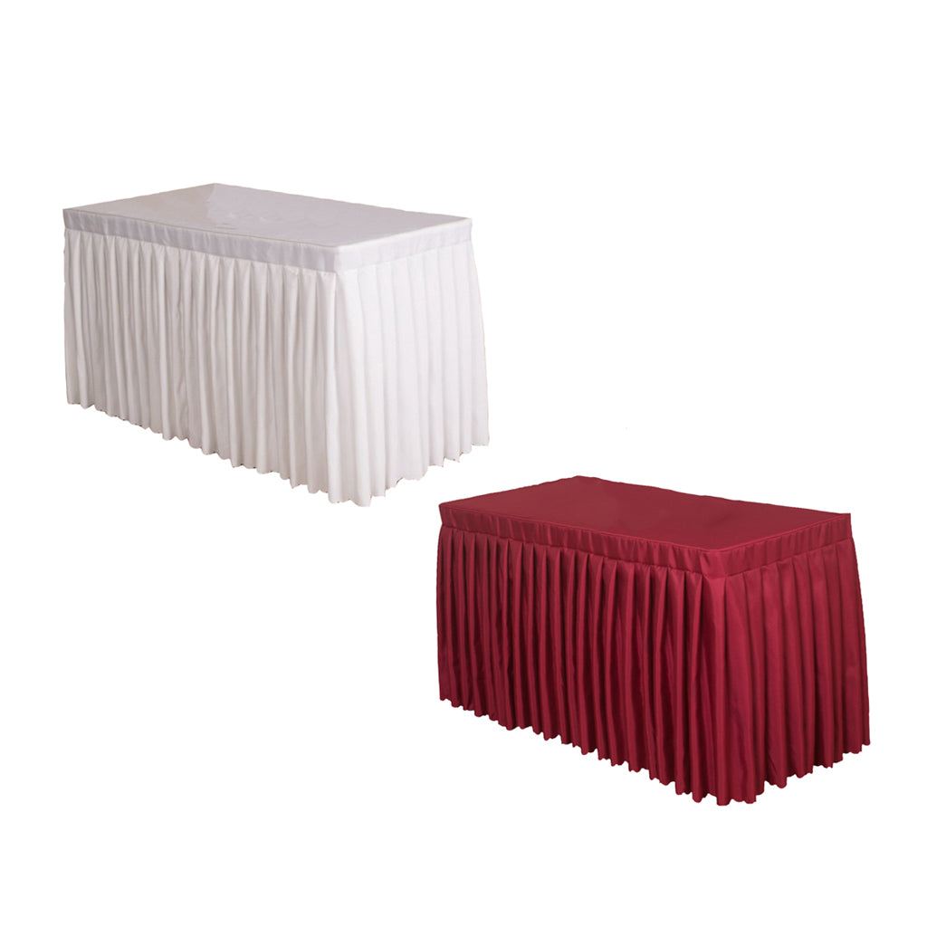 2x Tablecloth Table Skirt Cover For Wedding Banquet Decor White Red 47inch