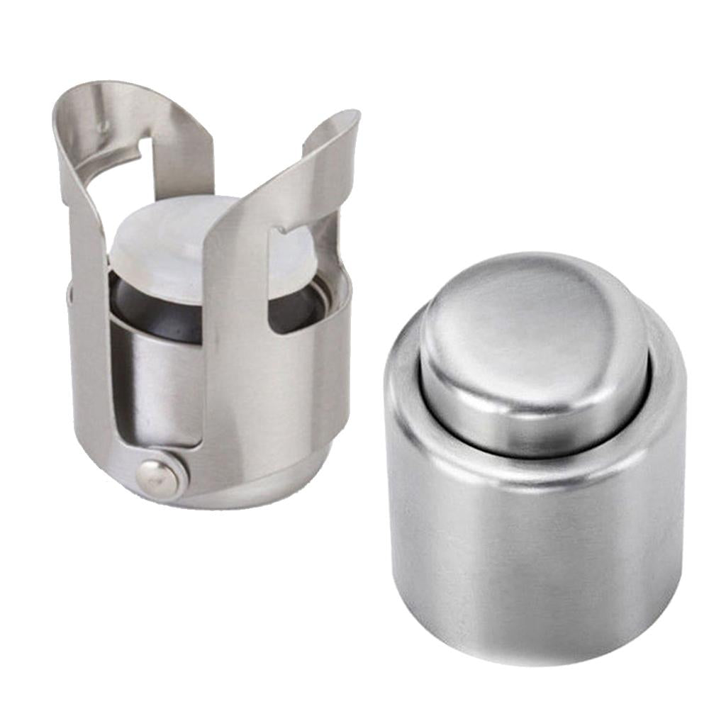 2x Stainless Steel Sparkling Sealer Wine Storage Bottle Stopper Plug Cork