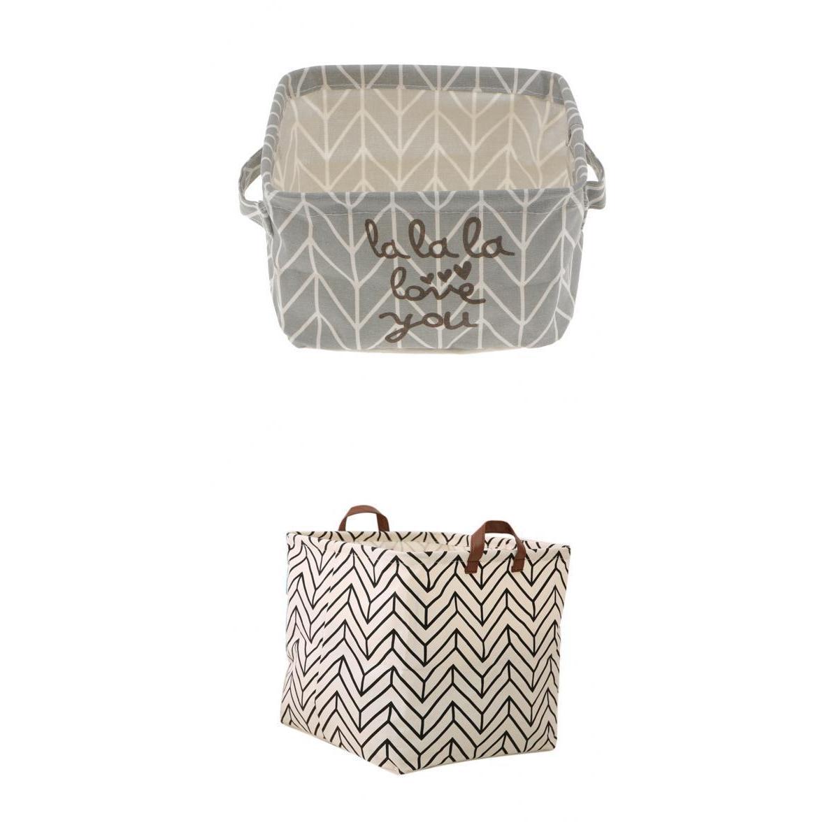 2x Cute Reusable Square Storage Basket Laundry Bin Home Organiser Makeup Box