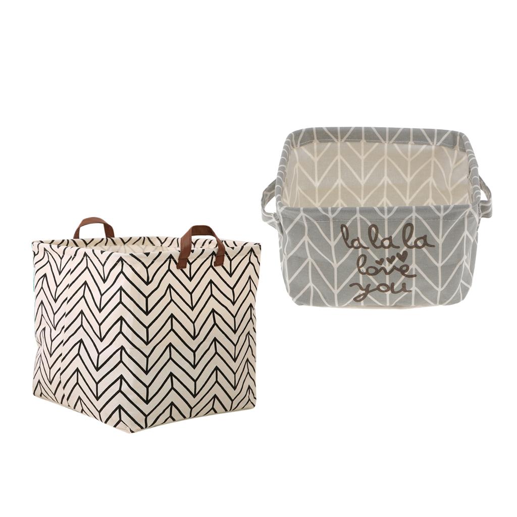 2x Cute Reusable Square Storage Basket Laundry Bin Home Organiser Makeup Box