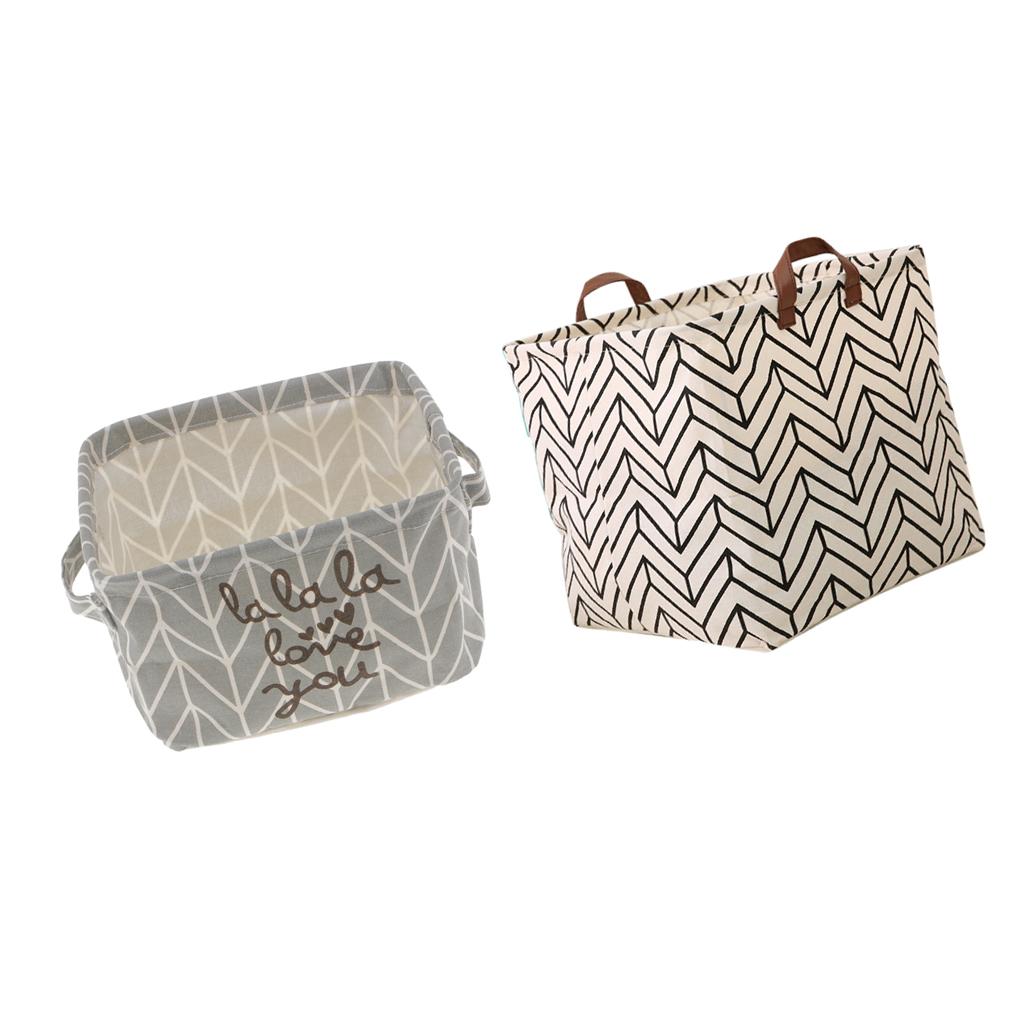 2x Cute Reusable Square Storage Basket Laundry Bin Home Organiser Makeup Box