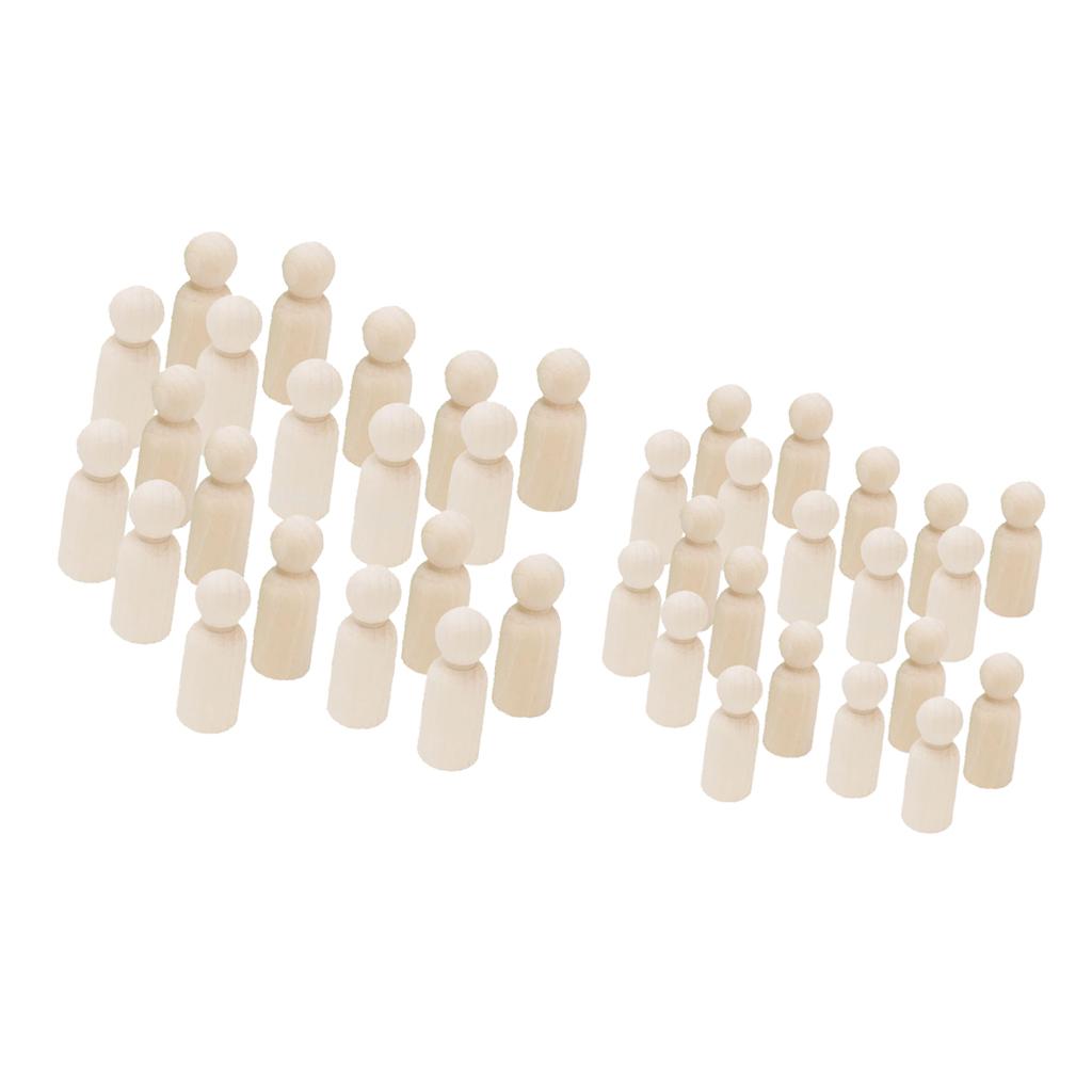 40Pcs/Set 43mm 65mm Male Wooden Peg Dolls DIY Art Craft Wedding Cake Topper