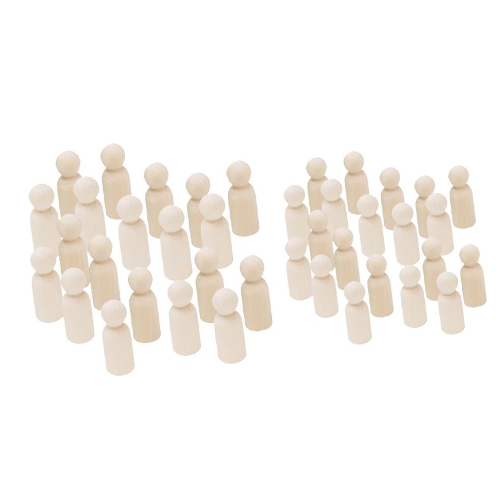 40Pcs/Set 43mm 65mm Male Wooden Peg Dolls DIY Art Craft Wedding Cake Topper