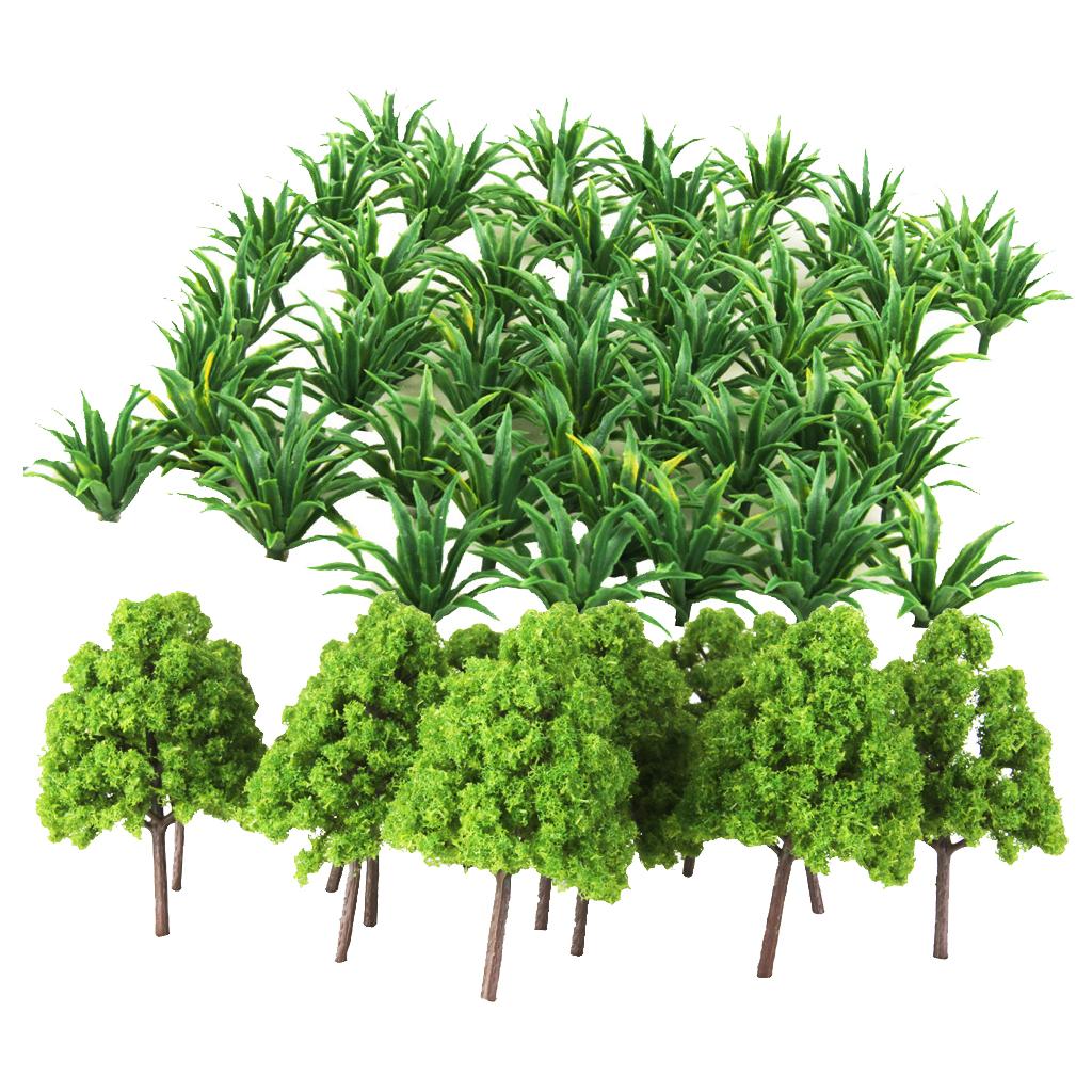 70x Green Plastic Tree Grass Model Train Railway Layout Scenery Decoration