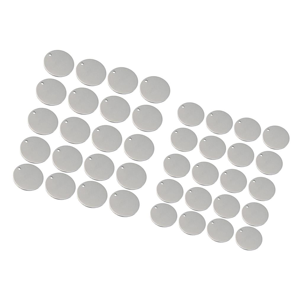 40Pieces Blank Stainless Steel Findings Pet Tag Identification 20mm+10mm