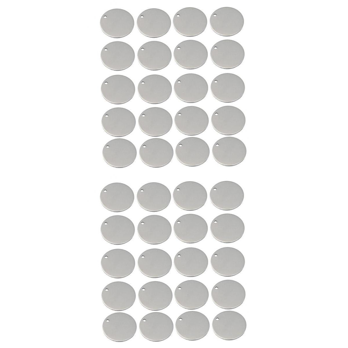 40Pieces Blank Stainless Steel Findings Pet Tag Identification 20mm+10mm