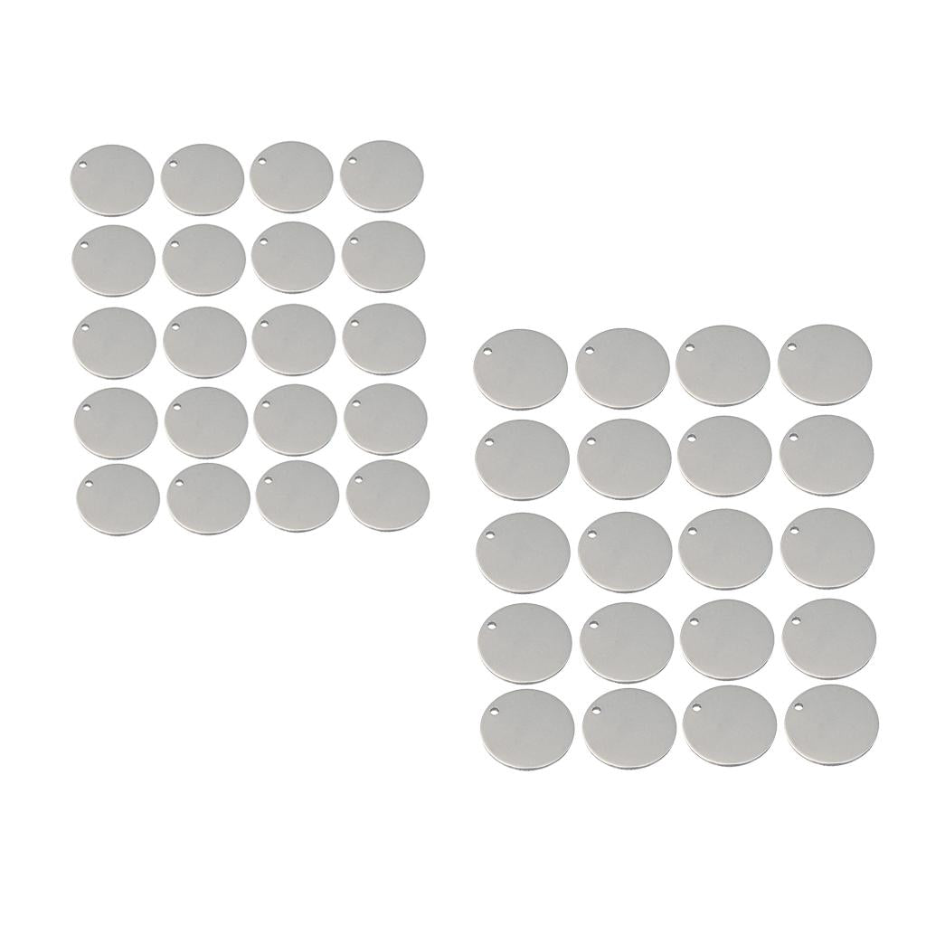 40Pieces Blank Stainless Steel Findings Pet Tag Identification 20mm+10mm