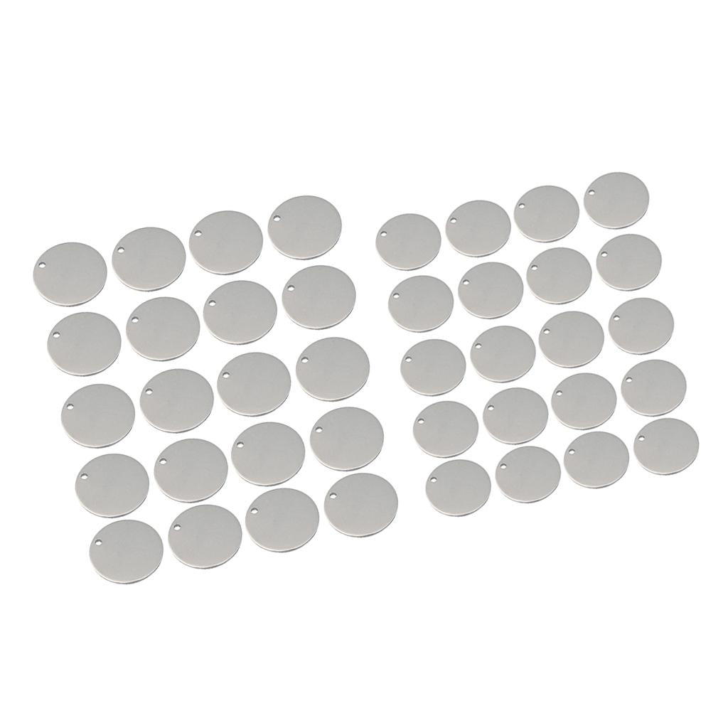 40Pieces Blank Stainless Steel Findings Pet Tag Identification 20mm+10mm