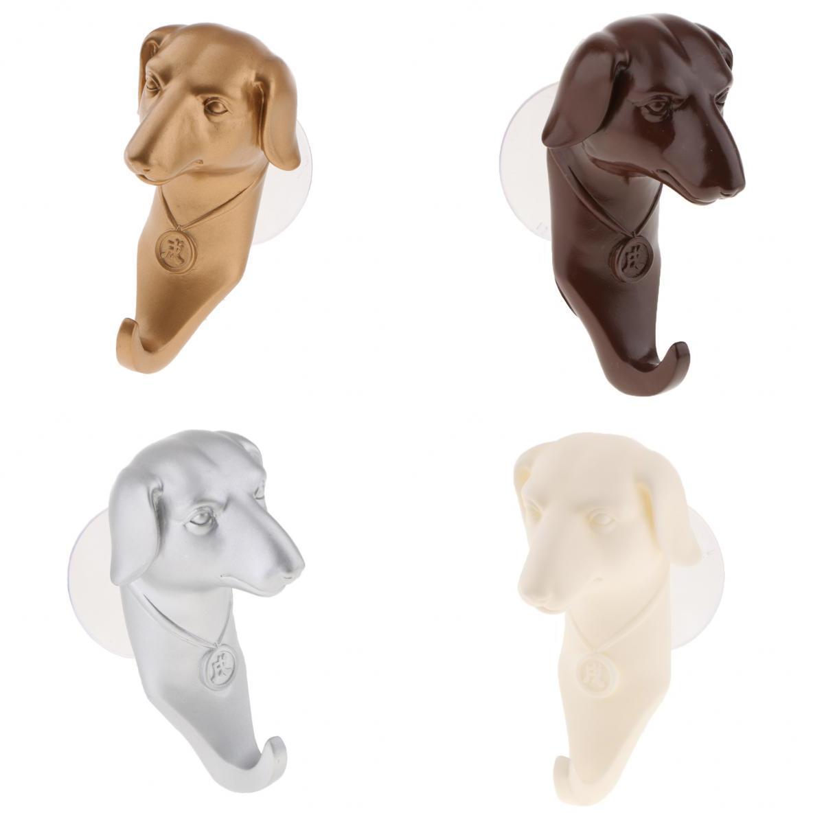 4Pcs Animal Head Dog Craft Single Wall Hook Hanger Coat Hat Hook Durable
