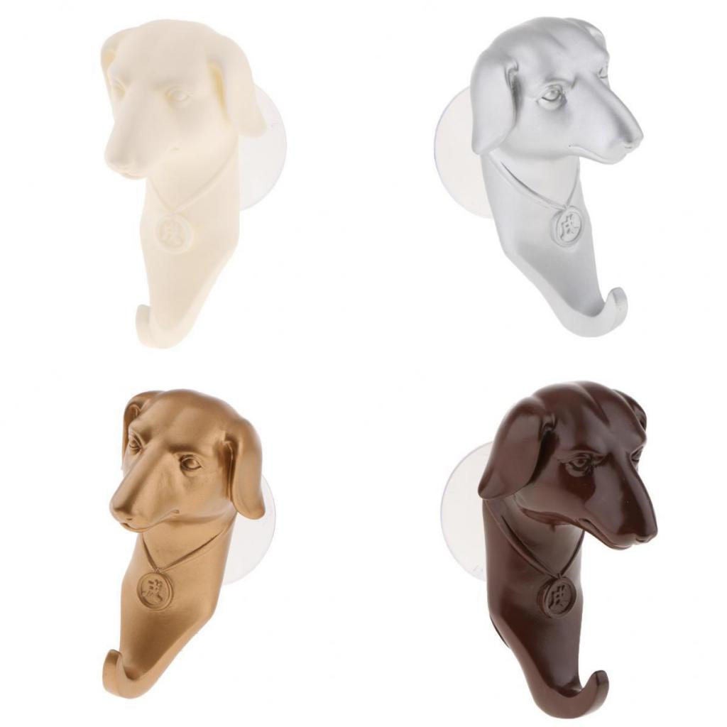 4Pcs Animal Head Dog Craft Single Wall Hook Hanger Coat Hat Hook Durable
