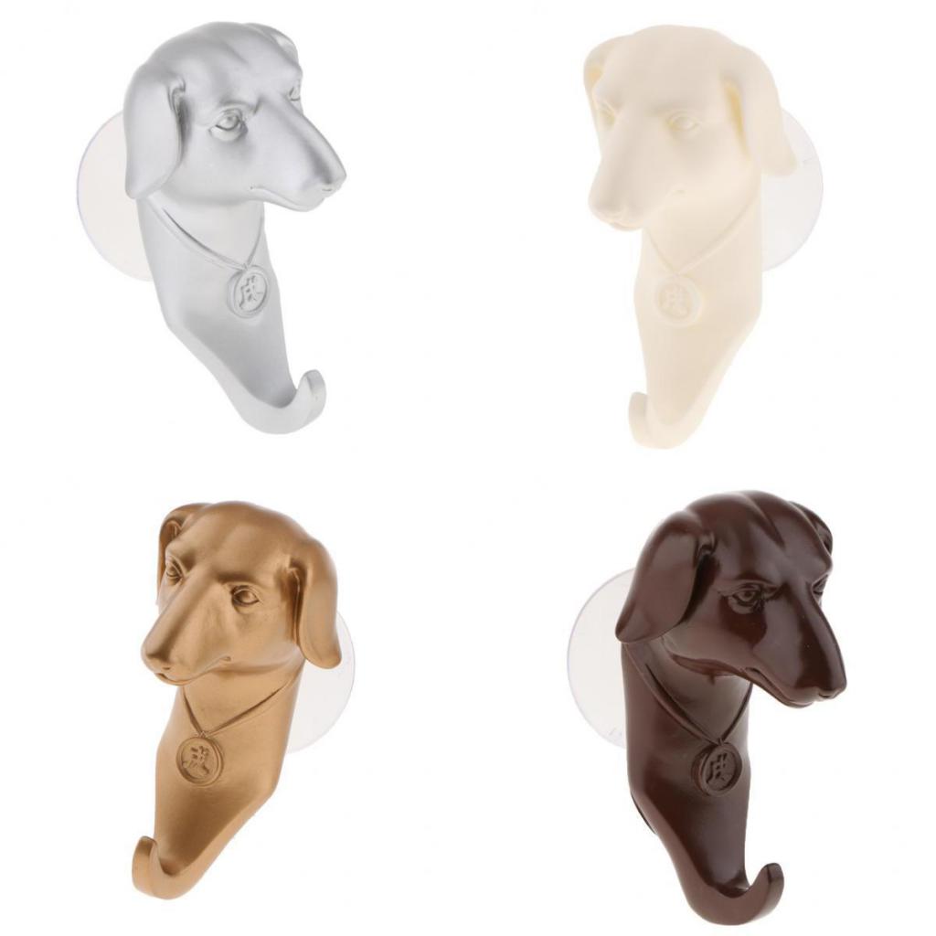 4Pcs Animal Head Dog Craft Single Wall Hook Hanger Coat Hat Hook Durable