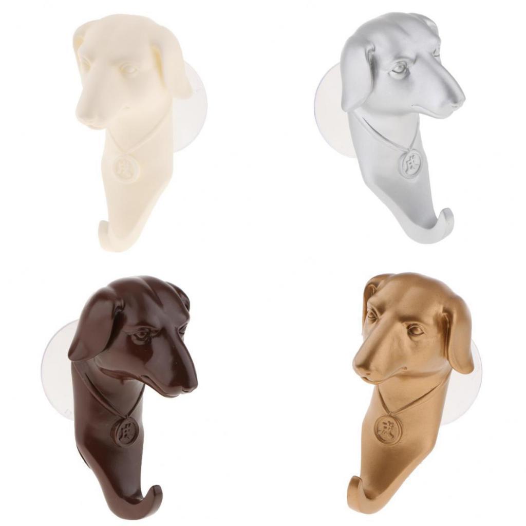 4Pcs Animal Head Dog Craft Single Wall Hook Hanger Coat Hat Hook Durable