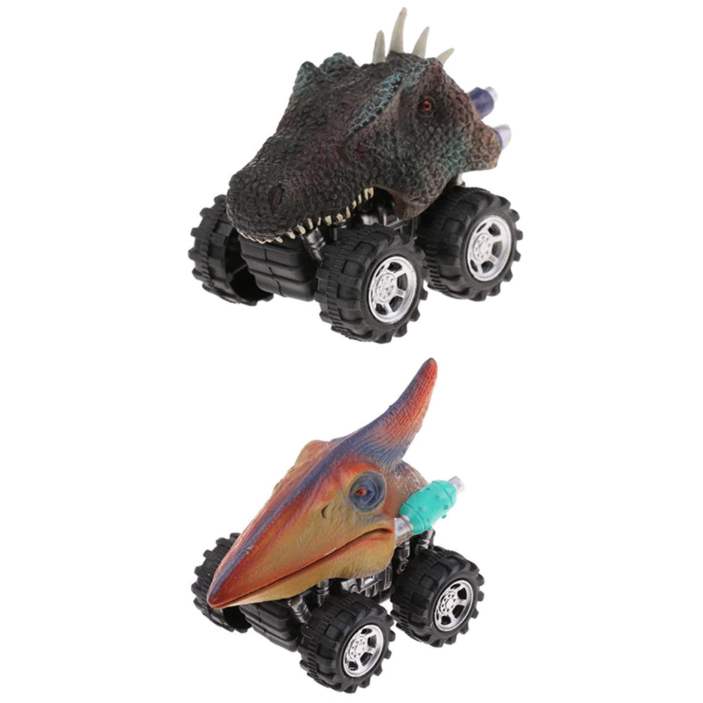 2 Pieces Kids Children Pull Back Car Dinosaur Figures Jurassic Toy Model