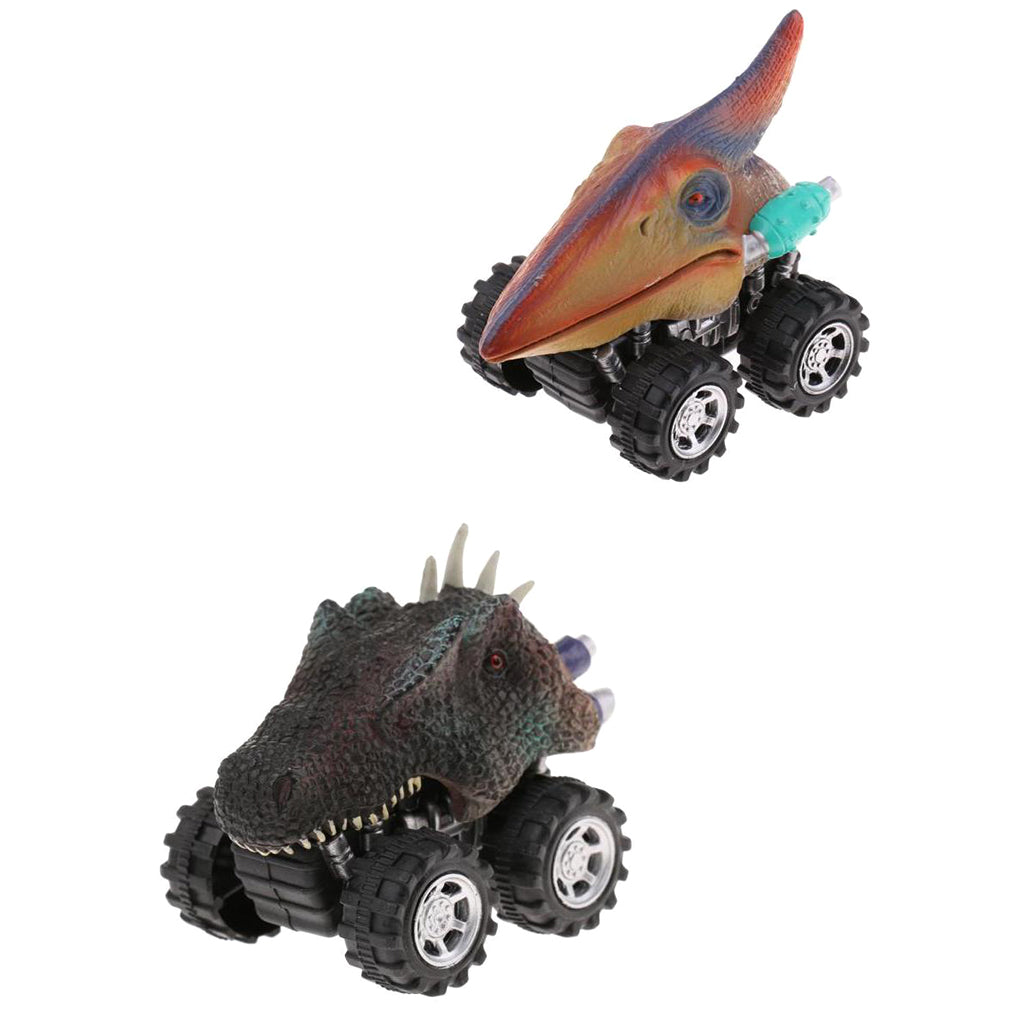 2 Pieces Kids Children Pull Back Car Dinosaur Figures Jurassic Toy Model