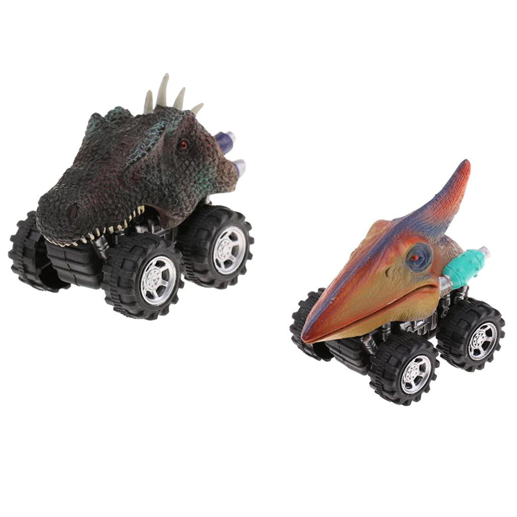 2 Pieces Kids Children Pull Back Car Dinosaur Figures Jurassic Toy Model