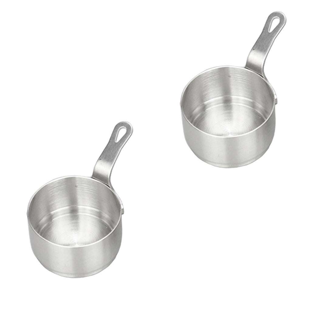 2pcs Stainless Steel Mini Sauce Pan Nonstick Small Milk Pan Kitchen Tools