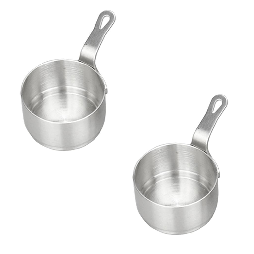 2pcs Stainless Steel Mini Sauce Pan Nonstick Small Milk Pan Kitchen Tools