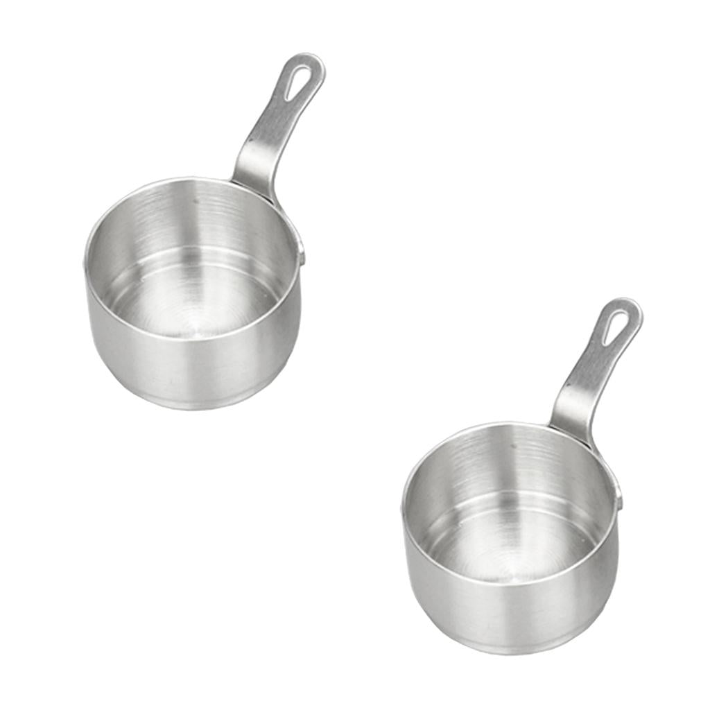 2pcs Stainless Steel Mini Sauce Pan Nonstick Small Milk Pan Kitchen Tools