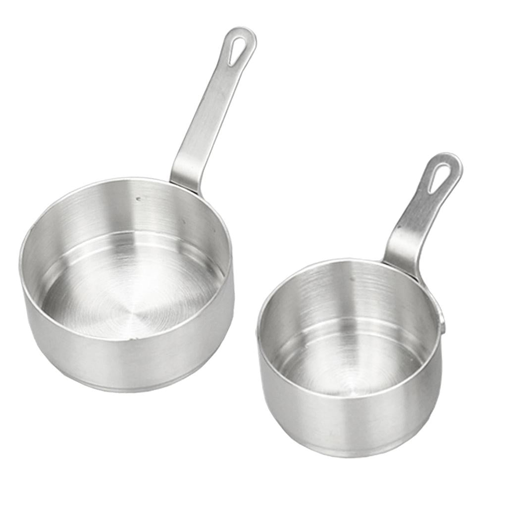 2pcs Stainless Steel Mini Sauce Pan Nonstick Small Milk Pan Tools 50ml 100ml