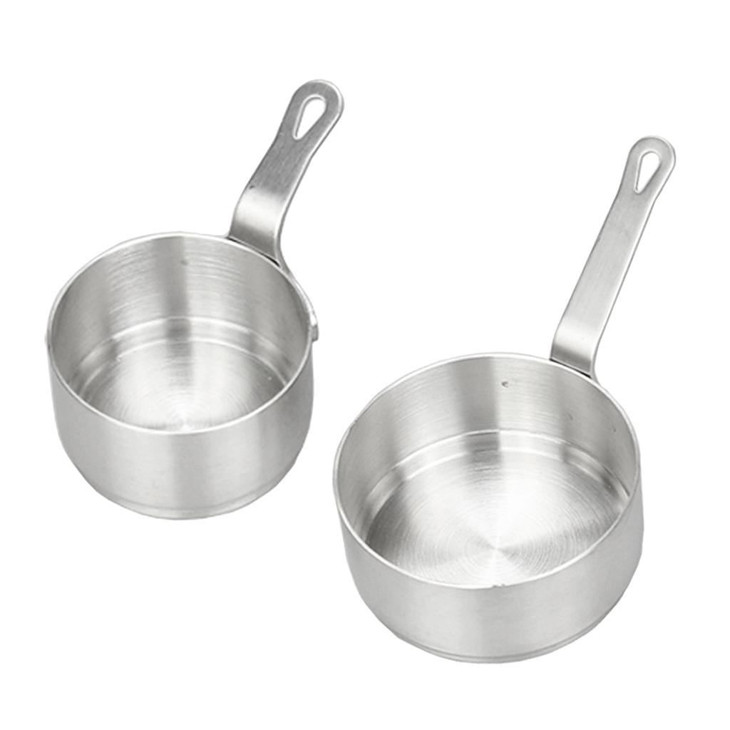 2pcs Stainless Steel Mini Sauce Pan Nonstick Small Milk Pan Tools 50ml 100ml