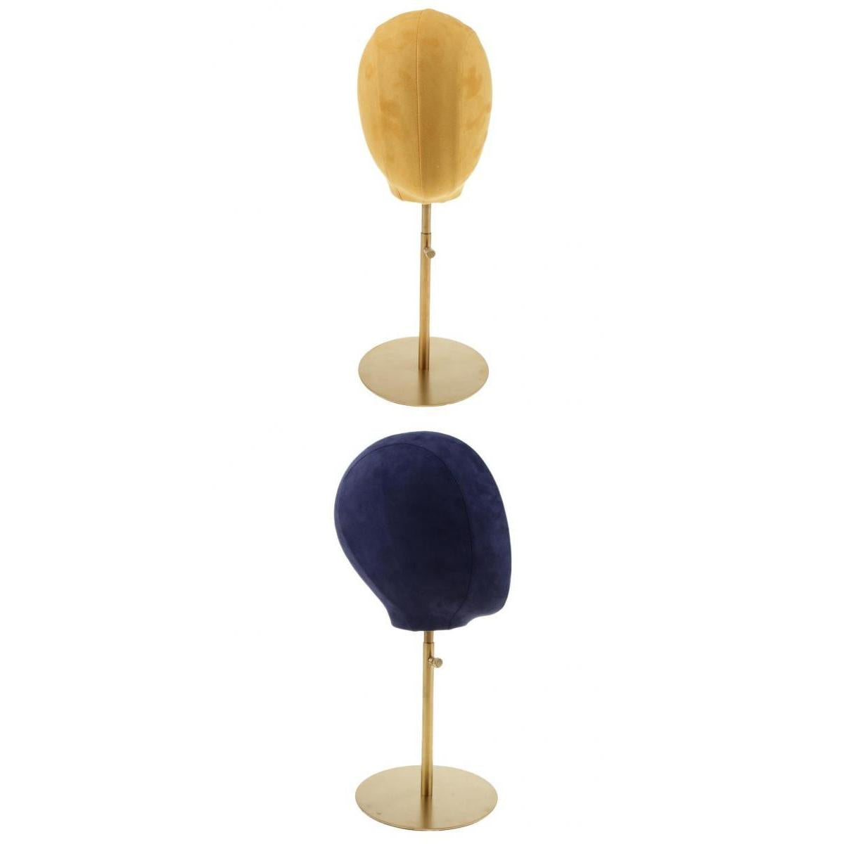 2pcs Suede Cork Mannequin Head Hat Rack Wig Display Holder W/ Metal Stand