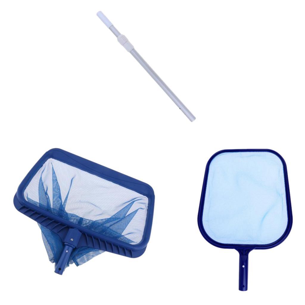2x Swimming Pool Spa Cleaning Leaf Skimmer Net & 1m Aluminum Telescopic Pole