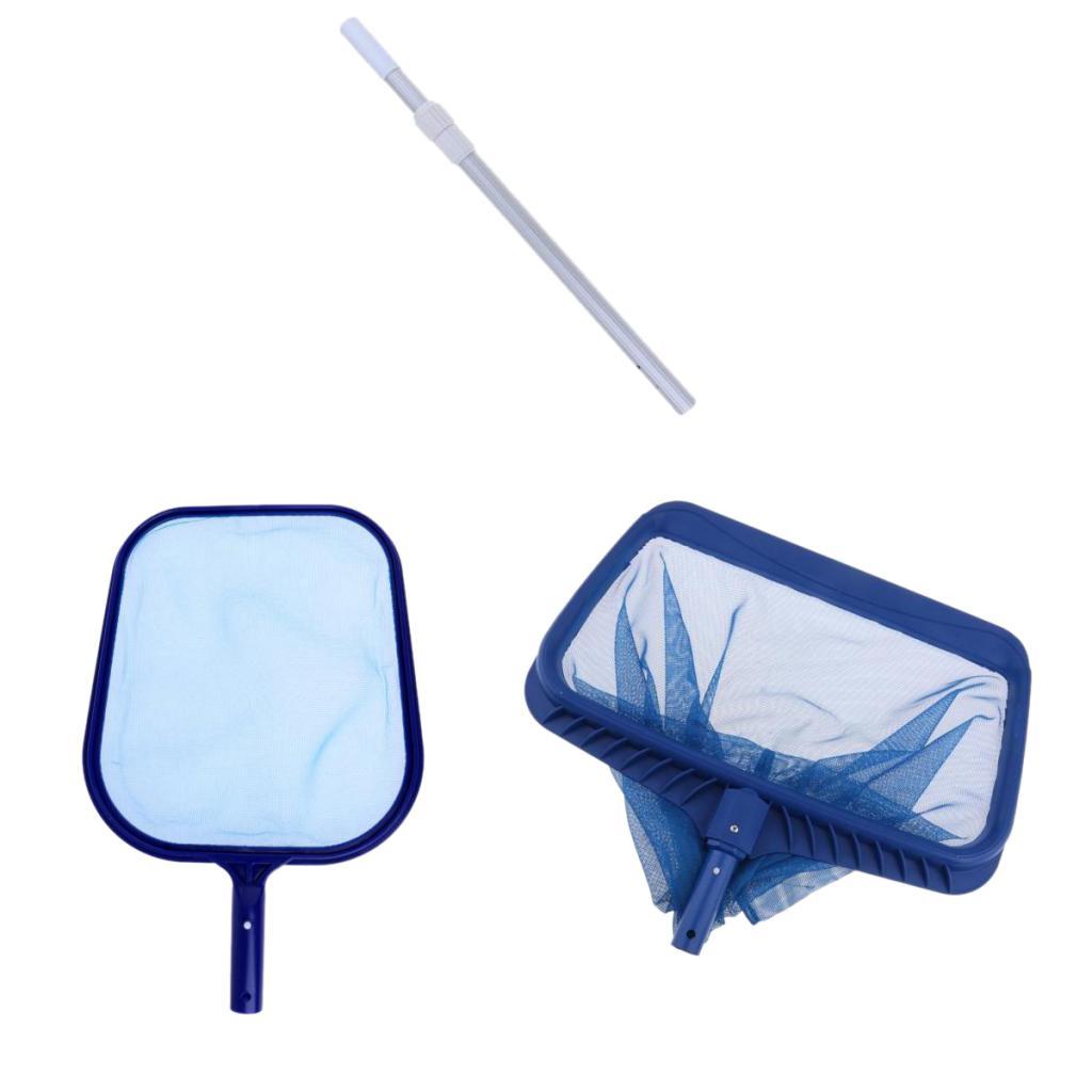 2x Swimming Pool Spa Cleaning Leaf Skimmer Net & 1m Aluminum Telescopic Pole