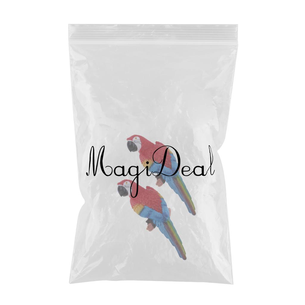 2x Realistic Parrot Resin Bird Animal Ornament Hanging 31cm Look Left Red