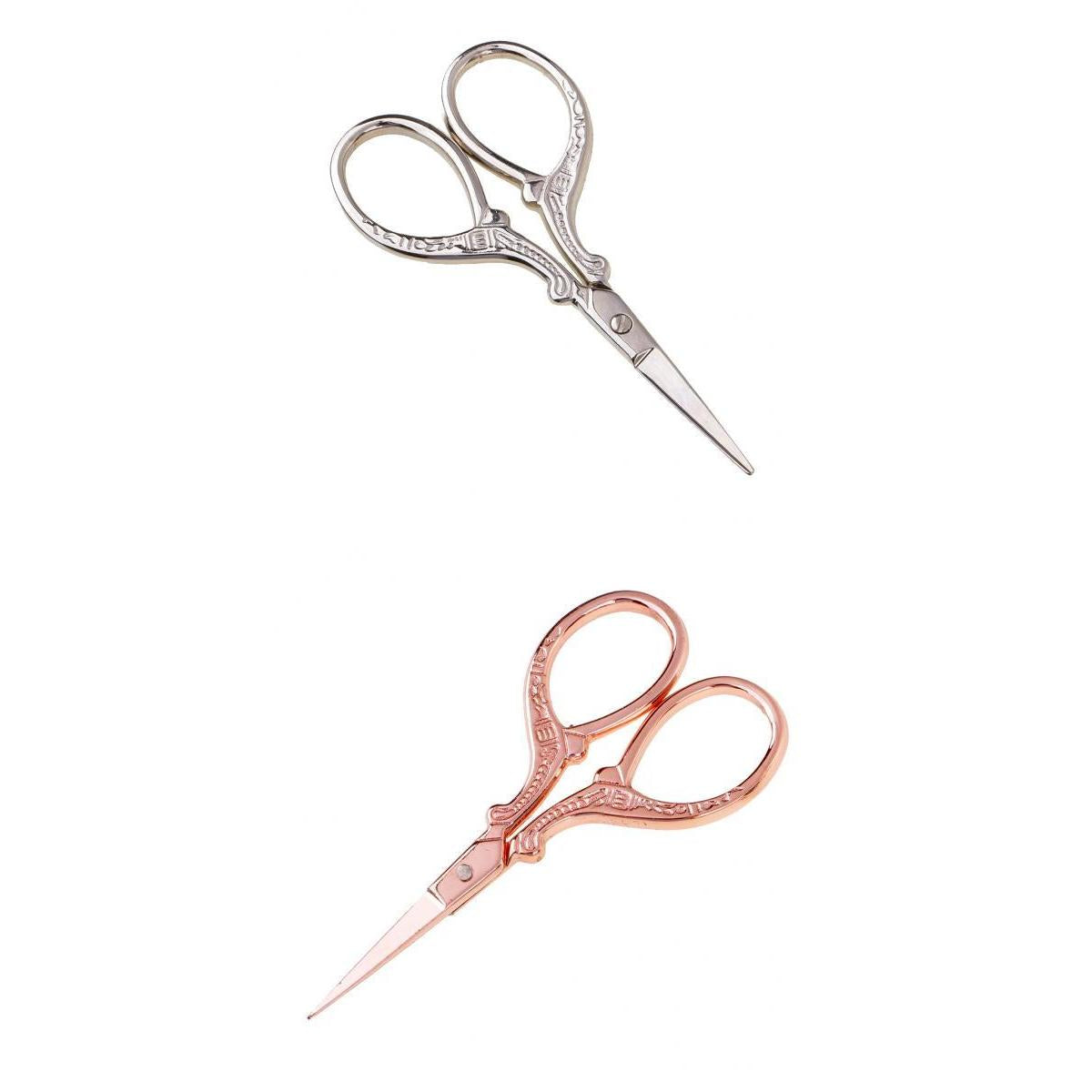 2Pcs Vintage Sewing Embroidery Scissor Cross Stitch Cutting Tool Silver Gold