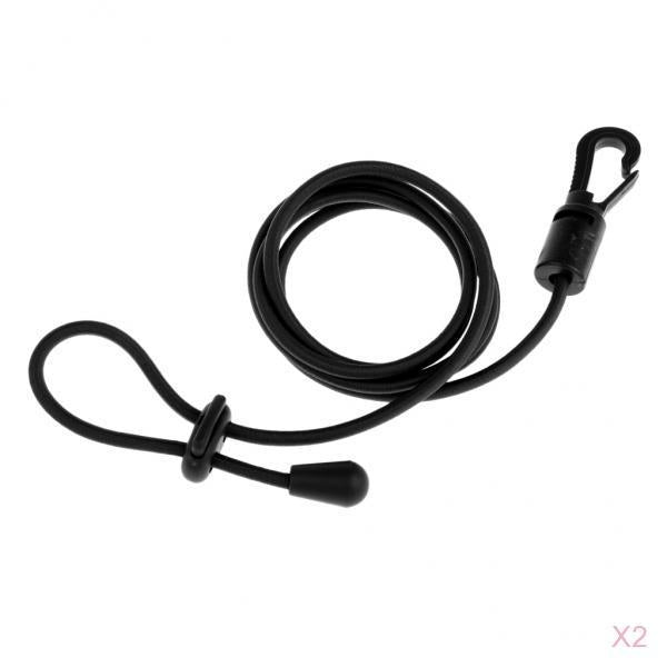 2 Pieces Safety Kayak Paddle Leash Fishing Rod Cord Black