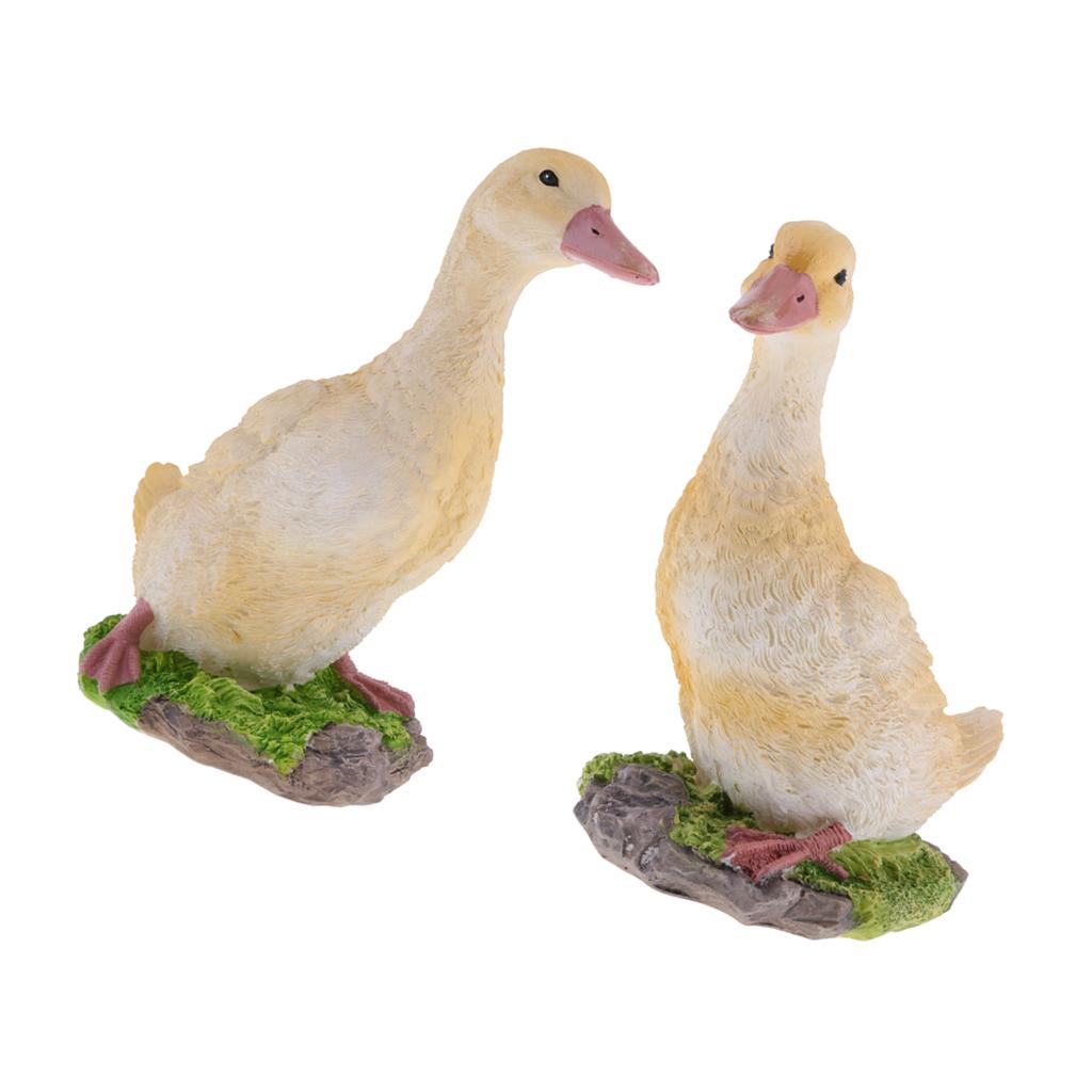 2pcs Garden Gift Farm Resin Animal Ornament Pond Water Standing Duck Yellow